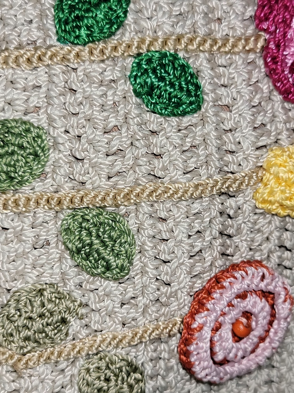 The Sak Beige Crochet Crossbody with Pink, Red, Yellow & Green Floral Appliqués - Picture 7 of 7